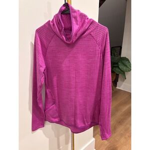 C9 Champion Womens Pink Textured Fleece Cowl Neck Hoodie Thumbhole Pullover L